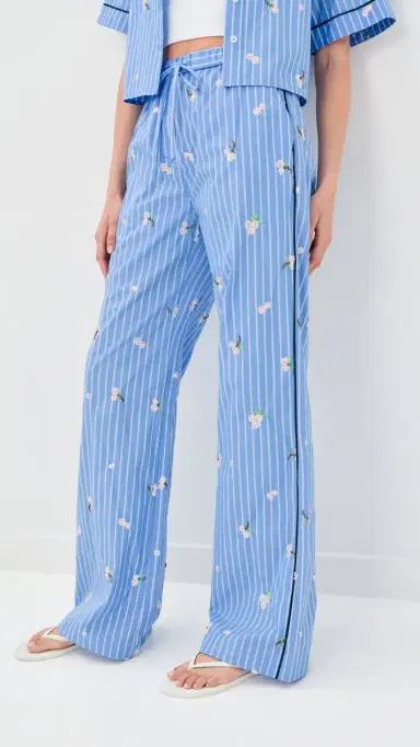 Simkhai Jemma Wide eg Pants French Blue Stripe | Thumbnail 2 Simkhai Jemma Wide eg Pants French Blue Stripe | Thumbnail 2