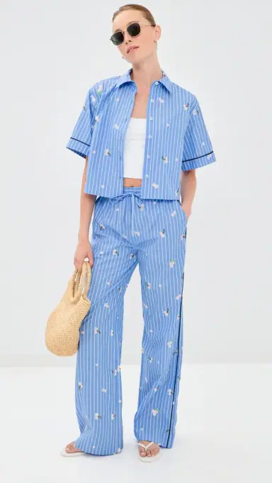 Simkhai Jemma Wide eg Pants French Blue Stripe | Thumbnail 5 Simkhai Jemma Wide eg Pants French Blue Stripe | Thumbnail 5