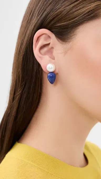 Lele Sadoughi Double Drop Vessel Earring Lapis One Size | Thumbnail 3