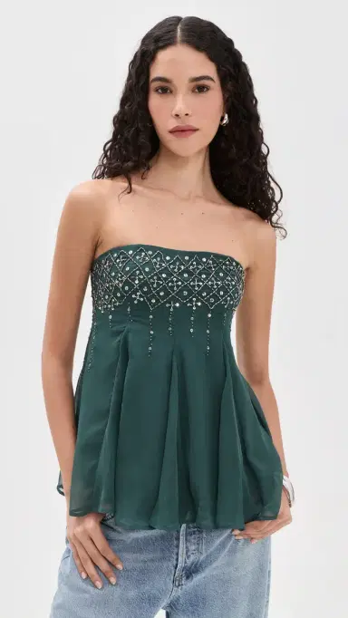 Free People Tara Embellished Tube Top idnight ountain | Thumbnail 2
