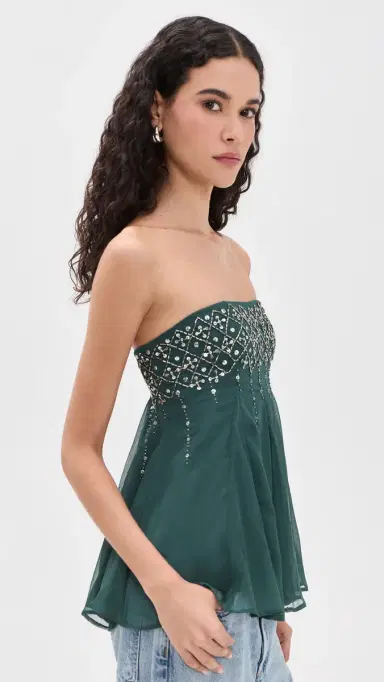 Free People Tara Embellished Tube Top idnight ountain | Thumbnail 4