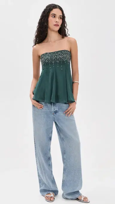 Free People Tara Embellished Tube Top idnight ountain | Thumbnail 5
