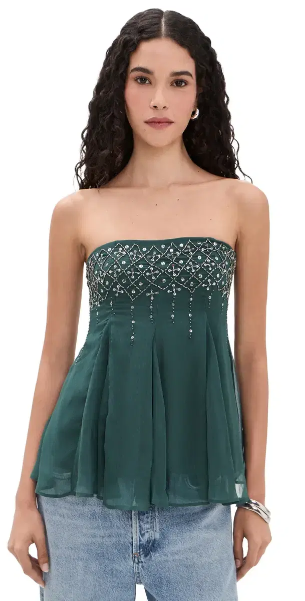 Free People Tara Embellished Tube Top idnight ountain