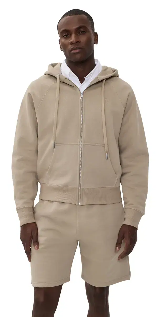 AMI ADC Zip Hoodie Beige Taupe