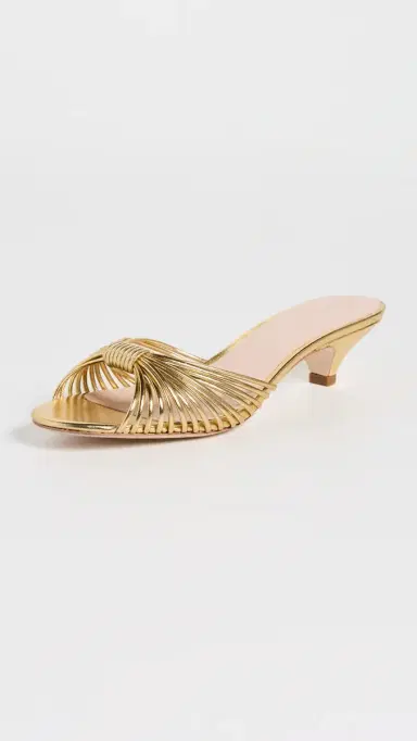 Loeffler Randall Dixie Strappy Kitten Heel Sandals Gold 9 | Thumbnail 2