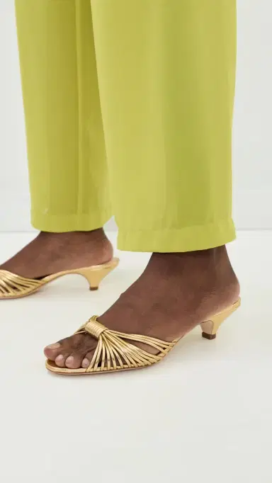 Loeffler Randall Dixie Strappy Kitten Heel Sandals Gold 9 | Thumbnail 3