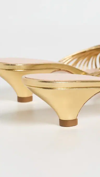 Loeffler Randall Dixie Strappy Kitten Heel Sandals Gold 9 | Thumbnail 4