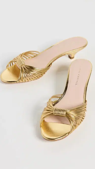Loeffler Randall Dixie Strappy Kitten Heel Sandals Gold 9 | Thumbnail 5