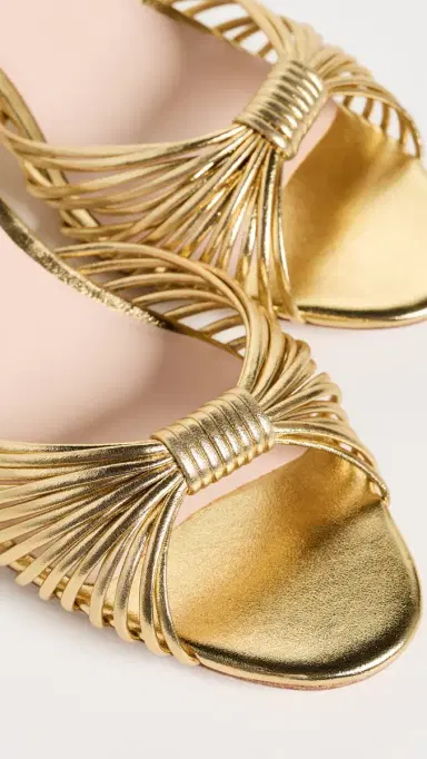 Loeffler Randall Dixie Strappy Kitten Heel Sandals Gold 9 | Thumbnail 6