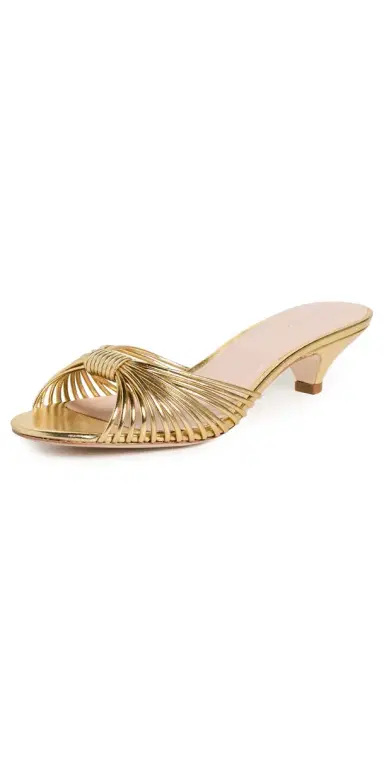 Loeffler Randall Dixie Strappy Kitten Heel Sandals Gold 9 | Thumbnail 1
