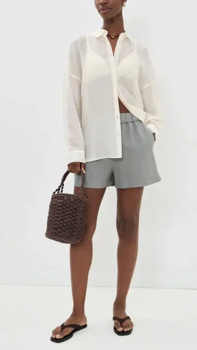 Jenni Kayne Logan Linen Shorts Sea Salt M | Thumbnail 5