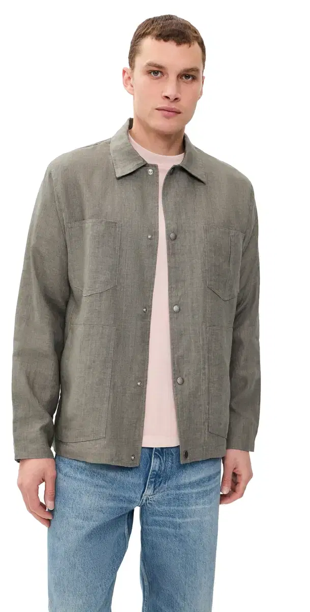rag & bone Calder inen Workwear Jacket Grey