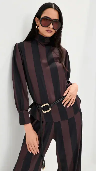 LE BOP Zaza Blouse Chocolate/Black Stripe | Thumbnail 2