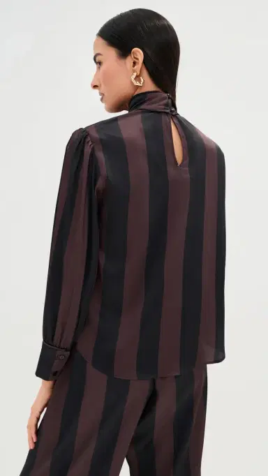 LE BOP Zaza Blouse Chocolate/Black Stripe | Thumbnail 3