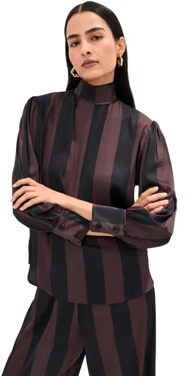 LE BOP Zaza Blouse Chocolate/Black Stripe | Thumbnail 1