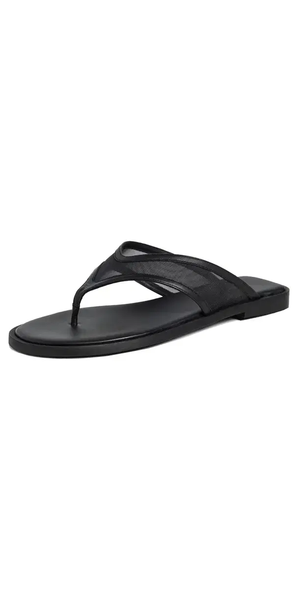 Freda Salvador Halle Flip Flops Black Mesh