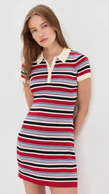 Rowing Blazers Knit Polo Mini Dress Red | Thumbnail 2 Rowing Blazers Knit Polo Mini Dress Red | Thumbnail 2