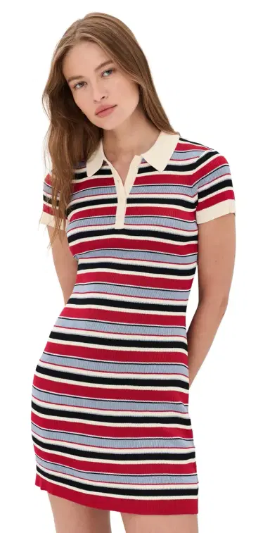 Rowing Blazers Knit Polo Mini Dress Red | Thumbnail 1 Rowing Blazers Knit Polo Mini Dress Red | Thumbnail 1