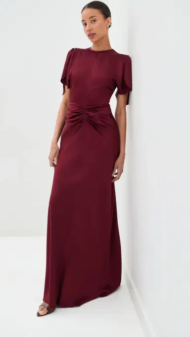 Victoria Beckham Isabella Gown Burgundy | Thumbnail 2