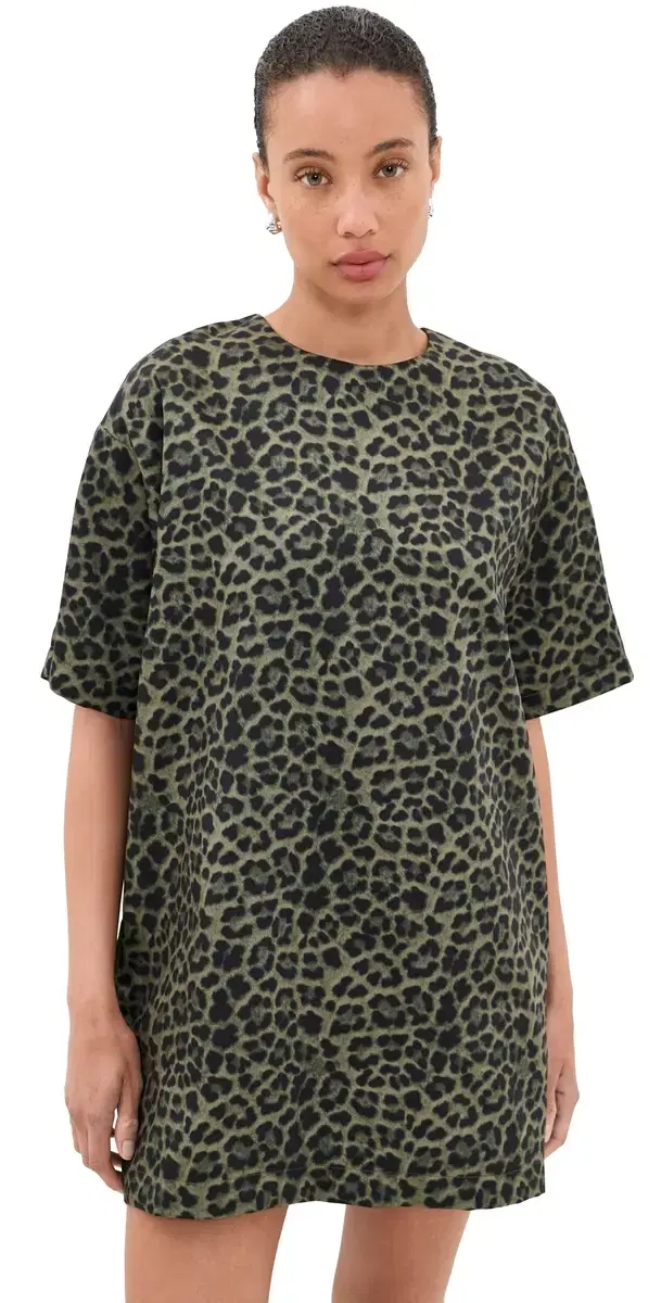 Marques'Almeida Bonded Satin T-Shirt Dress Green Leo