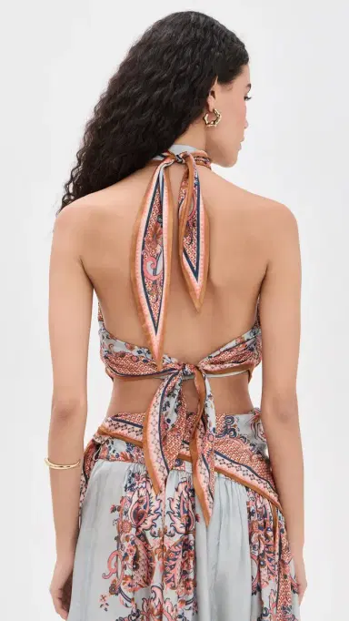 Zimmermann Silk Aster Scarf Bodice Blue Paisley Floral 1 | Thumbnail 3