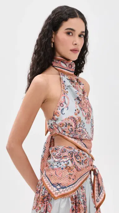 Zimmermann Silk Aster Scarf Bodice Blue Paisley Floral 1 | Thumbnail 4