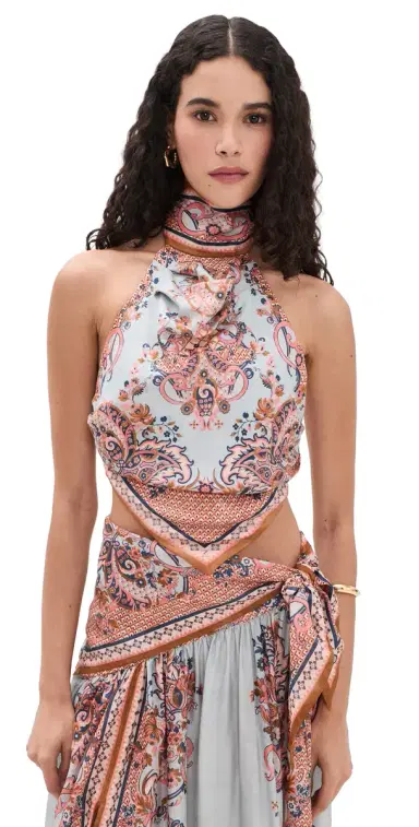 Zimmermann Silk Aster Scarf Bodice Blue Paisley Floral 1 | Thumbnail 1