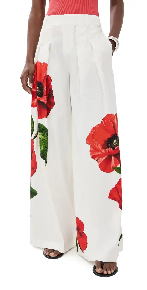 ALICE + OLIVIA Blaire Pleated Pants SUMMER POPPY