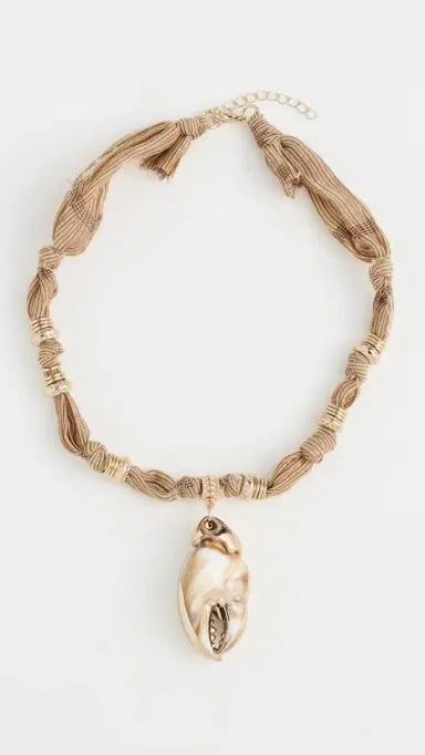 By Adina Eden Silk Knot Shell Pendant Necklace Gold One Size | Thumbnail 2