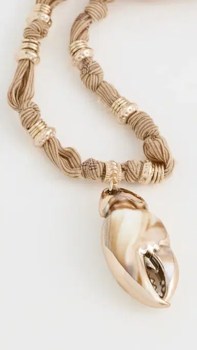 By Adina Eden Silk Knot Shell Pendant Necklace Gold One Size | Thumbnail 4