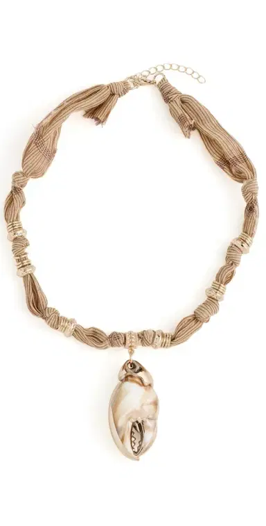 By Adina Eden Silk Knot Shell Pendant Necklace Gold One Size | Thumbnail 1