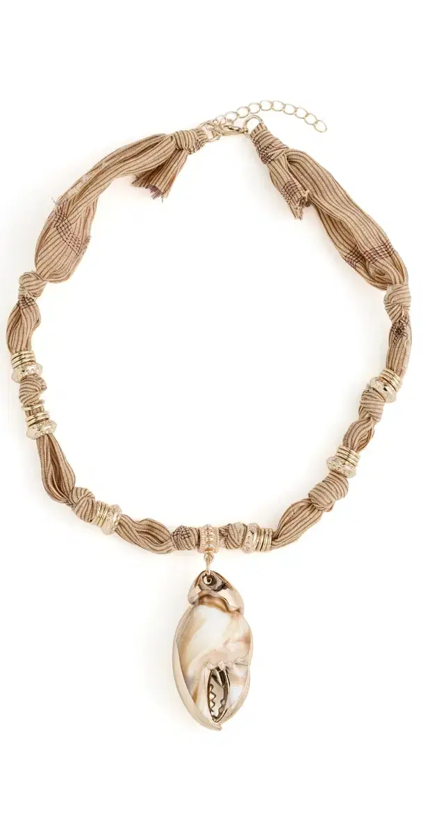 By Adina Eden Silk Knot Shell Pendant Necklace Gold One Size