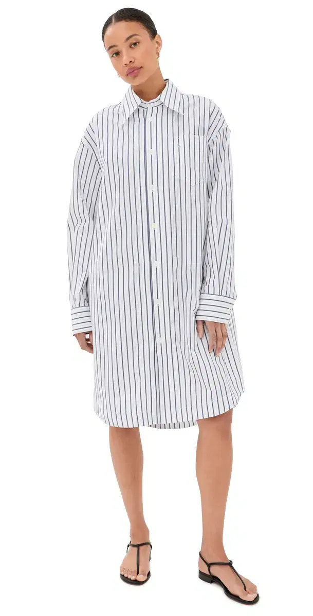 Embossed Ami De Coeur Wide hirt Dress Blanc/Encre