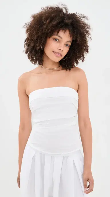Proenza Schouler White Label Maisy Strapless Poplin Top White 0 | Thumbnail 2