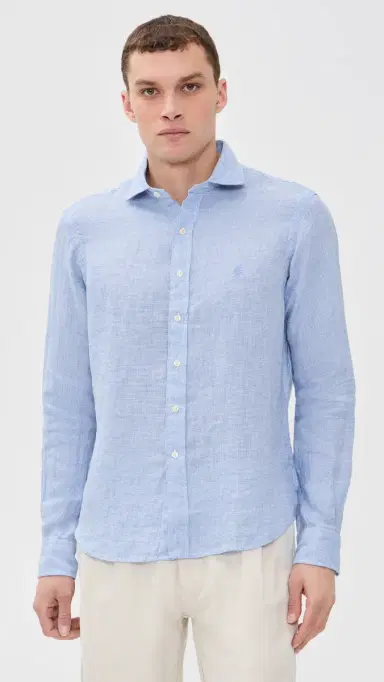 Polo Ralph Lauren Houndstooth Tissue Linen Sport Shirt Cabana Blue/White M | Thumbnail 2 Polo Ralph Lauren Houndstooth Tissue Linen Sport Shirt Cabana Blue/White M | Thumbnail 2