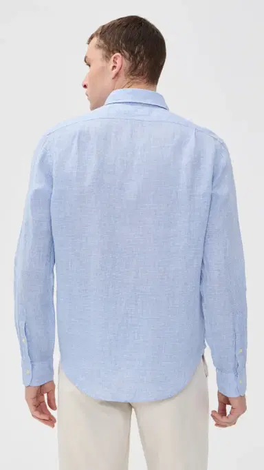 Polo Ralph Lauren Houndstooth Tissue Linen Sport Shirt Cabana Blue/White M | Thumbnail 3 Polo Ralph Lauren Houndstooth Tissue Linen Sport Shirt Cabana Blue/White M | Thumbnail 3