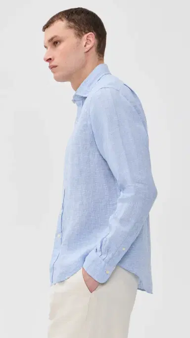 Polo Ralph Lauren Houndstooth Tissue Linen Sport Shirt Cabana Blue/White M | Thumbnail 4 Polo Ralph Lauren Houndstooth Tissue Linen Sport Shirt Cabana Blue/White M | Thumbnail 4