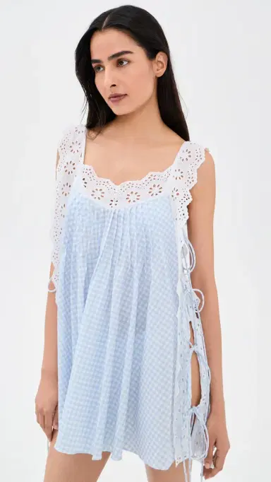 CAROLINE CONSTAS Lucilla Eyelet Trimmed Coverup Dress Periwinkle | Thumbnail 2 CAROLINE CONSTAS Lucilla Eyelet Trimmed Coverup Dress Periwinkle | Thumbnail 2