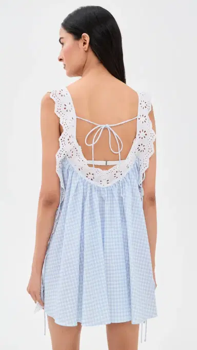 CAROLINE CONSTAS Lucilla Eyelet Trimmed Coverup Dress Periwinkle | Thumbnail 3 CAROLINE CONSTAS Lucilla Eyelet Trimmed Coverup Dress Periwinkle | Thumbnail 3