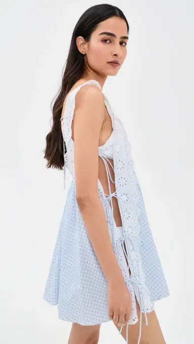 CAROLINE CONSTAS Lucilla Eyelet Trimmed Coverup Dress Periwinkle | Thumbnail 4 CAROLINE CONSTAS Lucilla Eyelet Trimmed Coverup Dress Periwinkle | Thumbnail 4