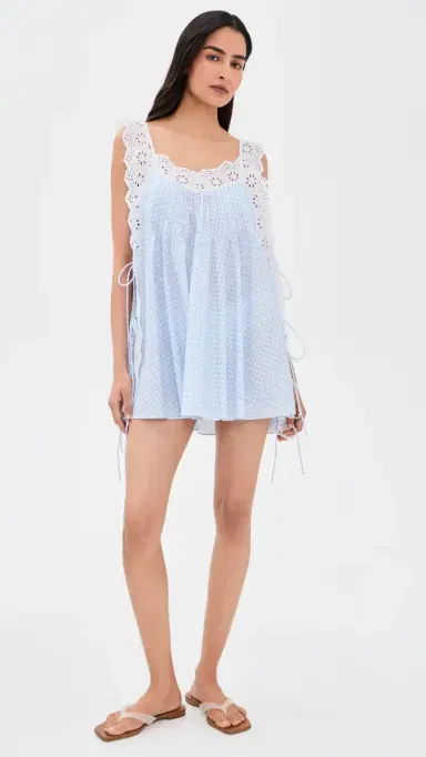 CAROLINE CONSTAS Lucilla Eyelet Trimmed Coverup Dress Periwinkle | Thumbnail 5 CAROLINE CONSTAS Lucilla Eyelet Trimmed Coverup Dress Periwinkle | Thumbnail 5
