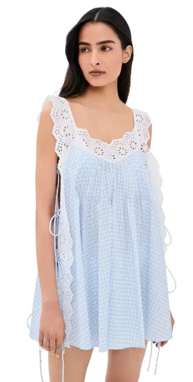 CAROLINE CONSTAS Lucilla Eyelet Trimmed Coverup Dress Periwinkle | Thumbnail 1 CAROLINE CONSTAS Lucilla Eyelet Trimmed Coverup Dress Periwinkle | Thumbnail 1