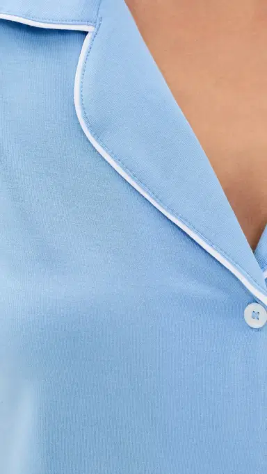 Eberjey Gisele Shortie Pajama Set Summer Blue/White L | Thumbnail 6