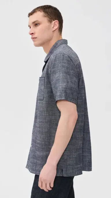 Barbour Bowston Linen Blend Summer Shirt Dark Navy | Thumbnail 4