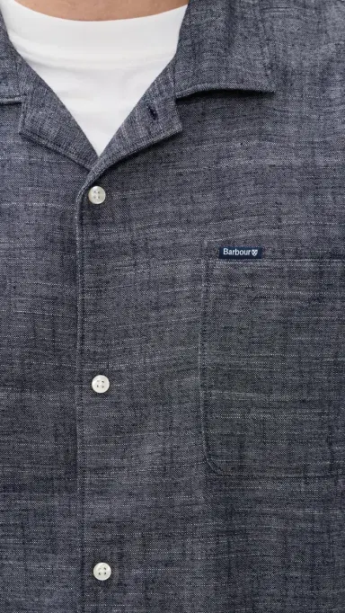 Barbour Bowston Linen Blend Summer Shirt Dark Navy | Thumbnail 6