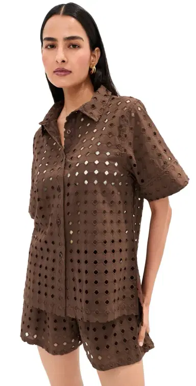 LE BOP Leila Button Down Shirt Shaved Chocolate S | Thumbnail 1