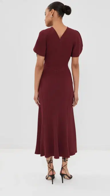 Victoria Beckham Bela Midi Dress Burgundy | Thumbnail 3 Victoria Beckham Bela Midi Dress Burgundy | Thumbnail 3