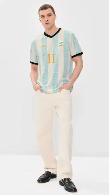 Les Deux Argentina Football Jersey Bachelor Button Blue S | Thumbnail 5