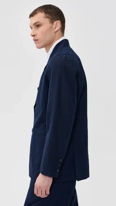 UNIVERSAL WORKS Manor Double Breasted Linen Jacket Navy | Thumbnail 4 UNIVERSAL WORKS Manor Double Breasted Linen Jacket Navy | Thumbnail 4