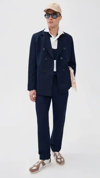 UNIVERSAL WORKS Manor Double Breasted Linen Jacket Navy | Thumbnail 5 UNIVERSAL WORKS Manor Double Breasted Linen Jacket Navy | Thumbnail 5